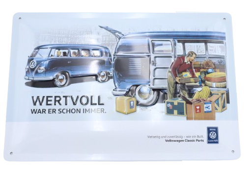 Original Volkswagen Blechschild "Wertvoll war es schon immer"