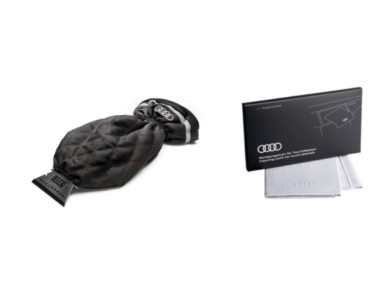 Original "SET" Audi Eiskratzerhandschuh Reflektor & Reinigungstuch Touchdisplays